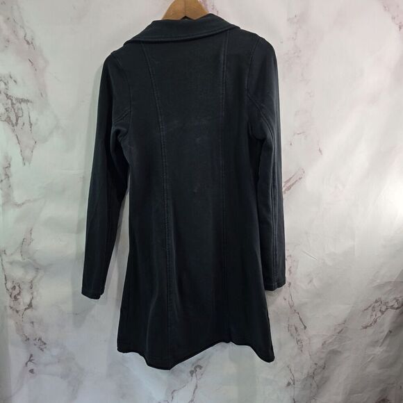 Coin 1804 Jacket Womens Small Black Long Knit Zip Sweatshirt Jersey Knit Stretch - Picture 7 of 14